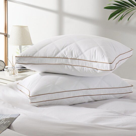 Puredown 2 Pack Goose Feather Gusseted Pillows Hotel Collection Standard Queen King